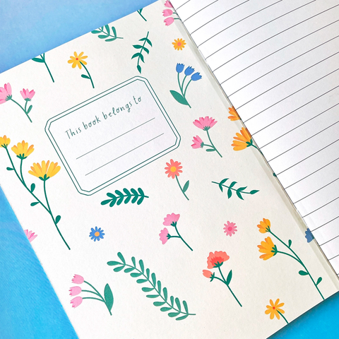 Carnet A5 Wildflower sur papier recyclé, fond crème intérieur