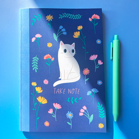 Carnet A5 Wildflower sur papier recyclé, fond noir