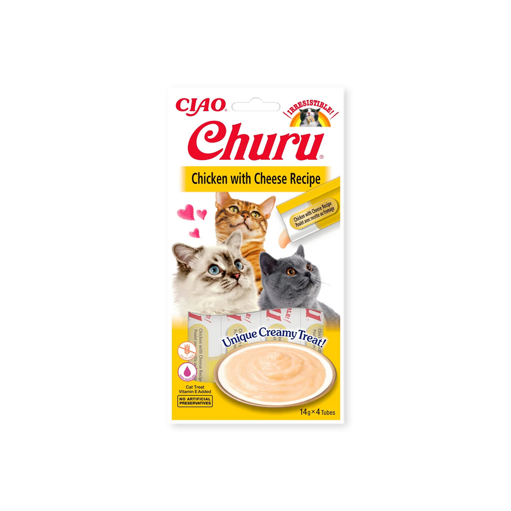 miniature Friandise pour chats Churu Purée poulet et fromage Inaba face avant