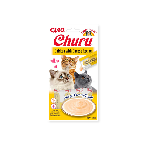 Friandise pour chats Churu Purée poulet et fromage Inaba face avant