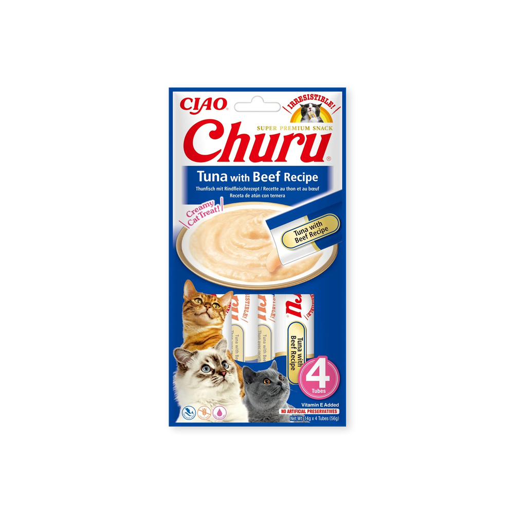 miniature Friandise pour chats Churu Purée thon et boeuf Inaba face avant