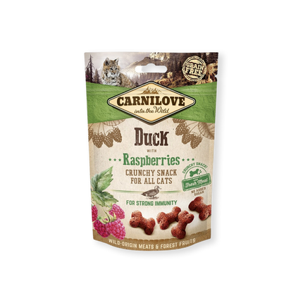 Friandise pour chats Crunchy snack canard et framboises Carnilove