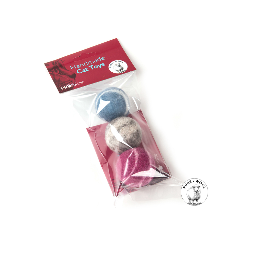miniature Jouet pour chats 3 balles feutrées en laine Profeline emballage