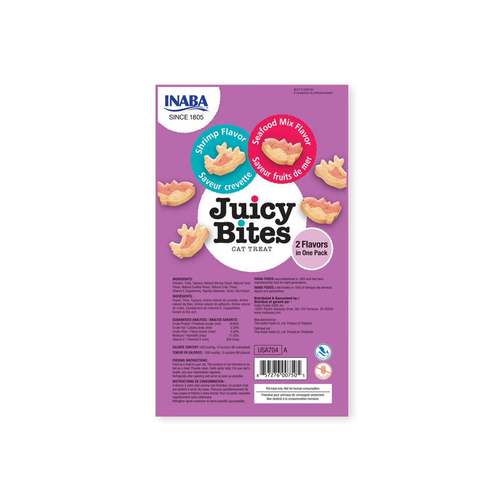 miniature Friandise pour chats Juicy Bites crevette et fruits de mer Inaba face arrière