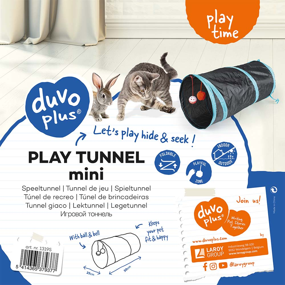 miniature Cachette pour chats Tunnel de jeu mini Duvoplus emballage